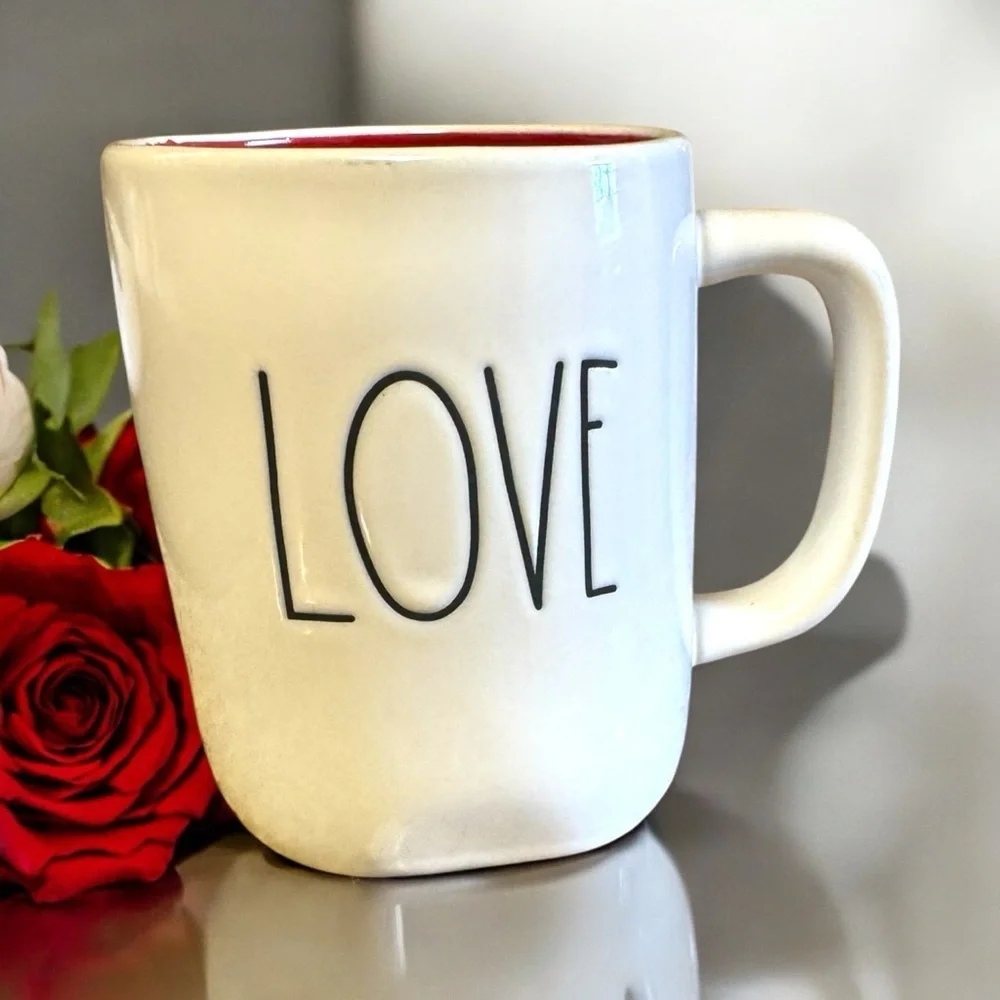 NWOT Limited Edition Collectible Rae Dunn LOVE Mug Red Interior Rare Gift Idea - Picture 1 of 13